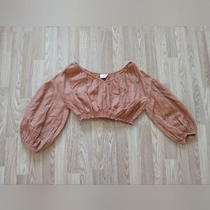 Universal Thread Women's Otange Rust Puff Sleeve Crop Top